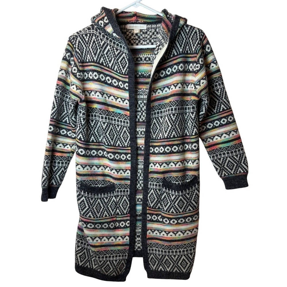 Monteau Los Angeles Hooded Cardigan Rainbow Southwestern Size‎ S Boho Festival